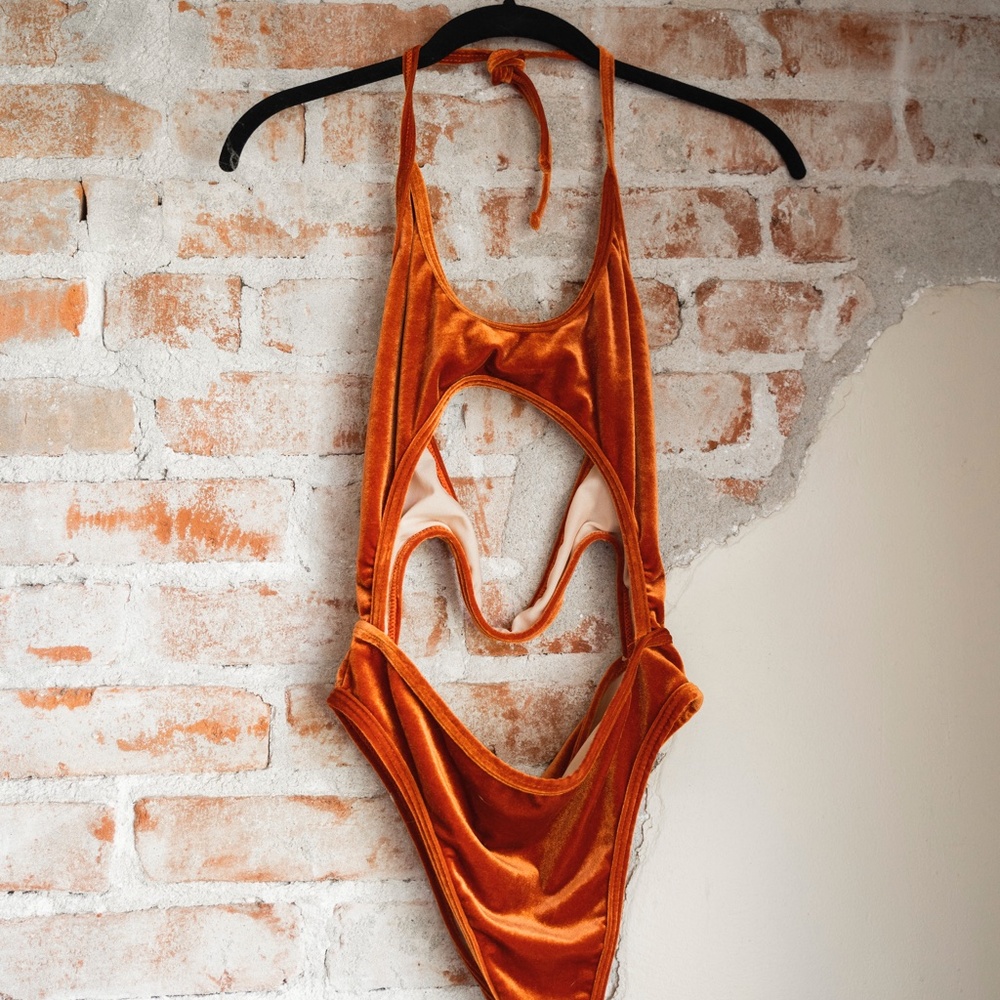 Orange Velvety Bodysuit / Swimsuit